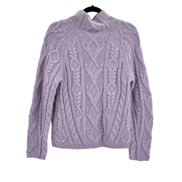 VINCE Aran-Knit Mock-Neck Alpaca Wool Sweater Size S NWOT - Picture 6 of 12